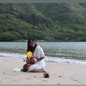 White lace short sleeve maxi dress